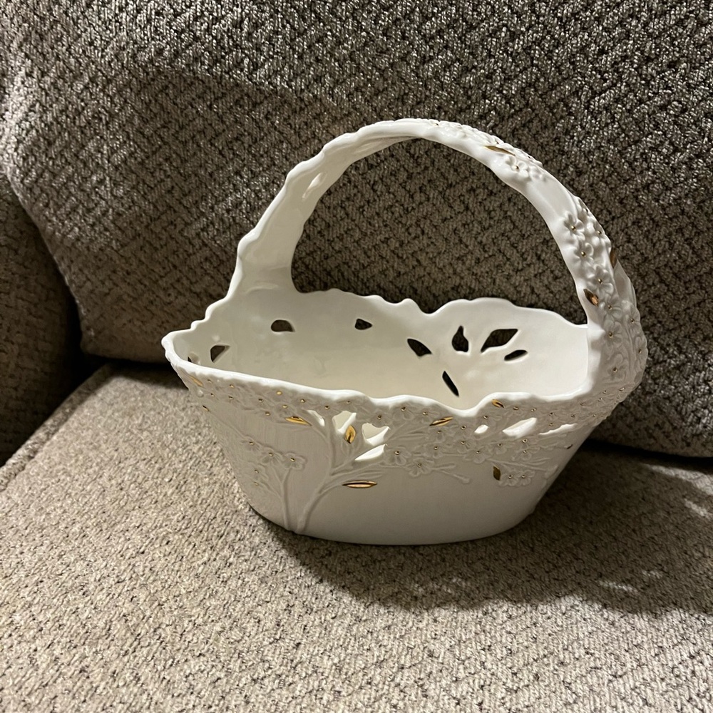Lenox cherry blossom basket. 7” across - Picture 2 of 6